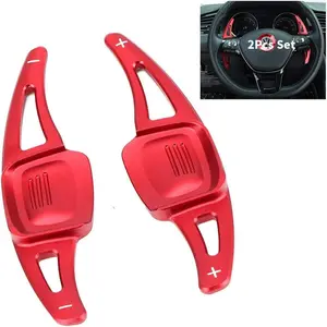for VW Volkswagen CC(2019) Tiguan L/C-Trek/Teramont(2017-2019) Phideon(2016-2019) paddle shifters Trim Cover for Tiguan Paddle Shifter Extensions Interior Decoration Accessories-Red