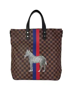 Pre-owned Louis Vuitton canvas Tote Bags Savane Damier Ebene Zebra Atlas Tote Bag
