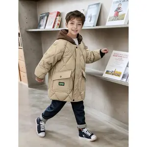 NewNew2025 Boys' Thermal Insulated Winter Coat - Hooded Jacket with Zipper Closure, Full-Length Zipper Front & Full-Length Jacket for Boys 6-12 Years, Beige/Black/Blue/Red/White/Gray/ Brown - Cold Weather Outerwear for School, Play & Travel - Easy-Care Ki