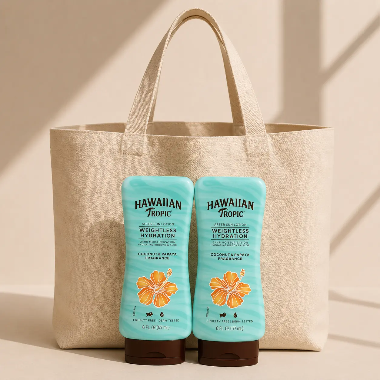Hawaiian Tropic Weightless Hydration After Sun Lotion with Aloe & Shea, Hydrating Nourishing Body Care, 6Fl Oz Twin Pack