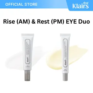 [Dear Klairs Official] Rise & Rest EYE Duo | Fundamental Eye Awakening Gel + Nourishing Eye Butter | Morning Eye Care with Caffeine & Red Bean Extract, Evening Eye Care with Quad-Peptide Formula for Fine Lines | Vegan, Moisturizing, Vitamins