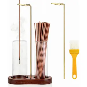 Glass Incense Holder, 2 in 1 Hanging Incense Burner Holder with Ash Catcher & Storage| Cute Boho Decor for Meditation, Yoga, Spa| Stick Incense Holder, Censer, Incense Tray Alternative (Walnut)