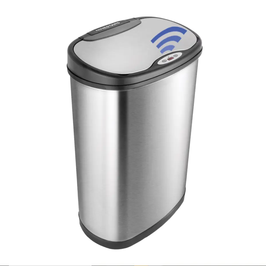 Automatic Kitchen Trash Can, 13.2 Gallon Stainless Steel, Motion Sensor Hands free Soft Close Lid Garbage Bin, Silver, 28.8"