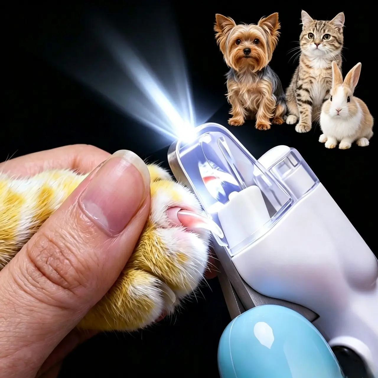 At Home Safe Pet Nail Cutter LED Illuminated Trimmer for Small Pets