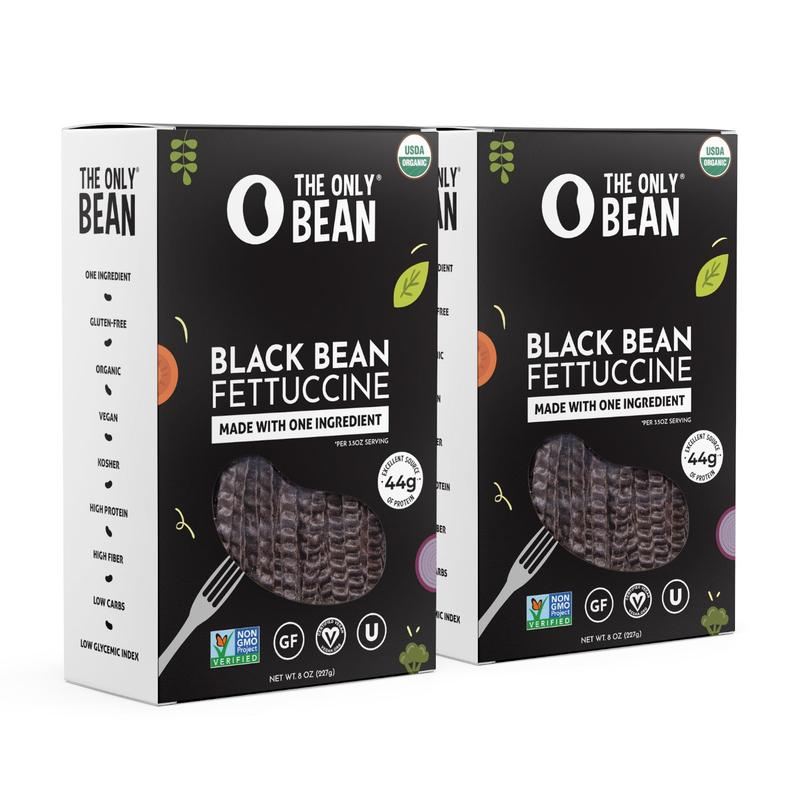 Organic Black Bean Fettuccine Bean Pasta (Multiple Pack Sizes) High Protein, Vegan, High Fiber