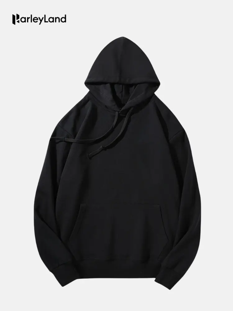 HarleyLand Men’s Oversized Fleece Pullover Hoodie, Buttery Soft Cotton Fabric, Minimalist Casual Style Ideal for Daily Matching & Outdoor Travel, Stretch Ribbed Construction and Practical Kangaroo Pockets Bring All-Day Comfort