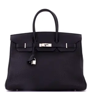 Pre-owned HERMÈS Leather Tote Bags REBAG Hermes Birkin Handbag Noir Togo with Palladium Hardware 35 by Rebag