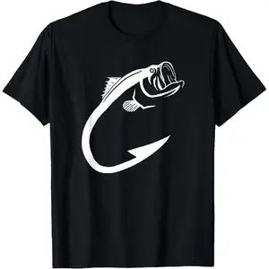 Fish Hook Minimal Art Cool Fishing Lover Art Lover Gift T-Shirt Fit Casual Streetwear Men Gifts Shortsleeve