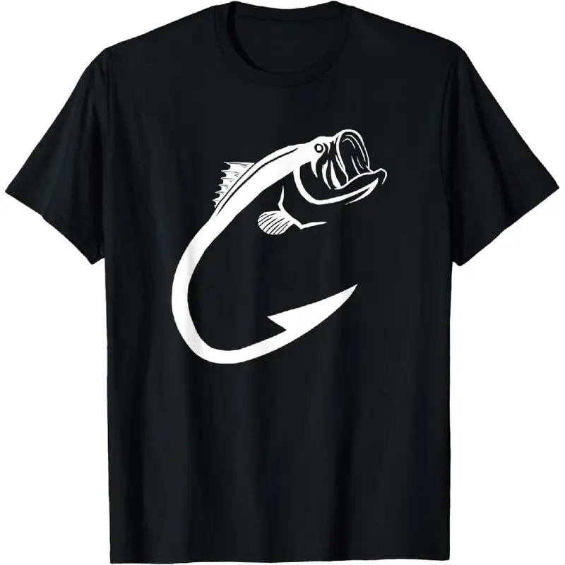 Fish Hook Minimal Art Cool Fishing Lover Art Lover Gift T-Shirt Fit Casual Streetwear Men Gifts Shortsleeve Classic Tshirt