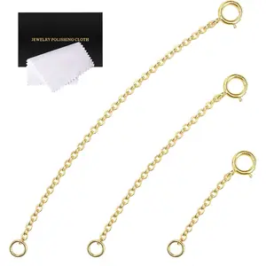 Necklace Extenders 14k Extender Chain 925 Sterling  Extension Bracelet Chain Extenders for Necklaces 3 count (1 2 3 Inch)()