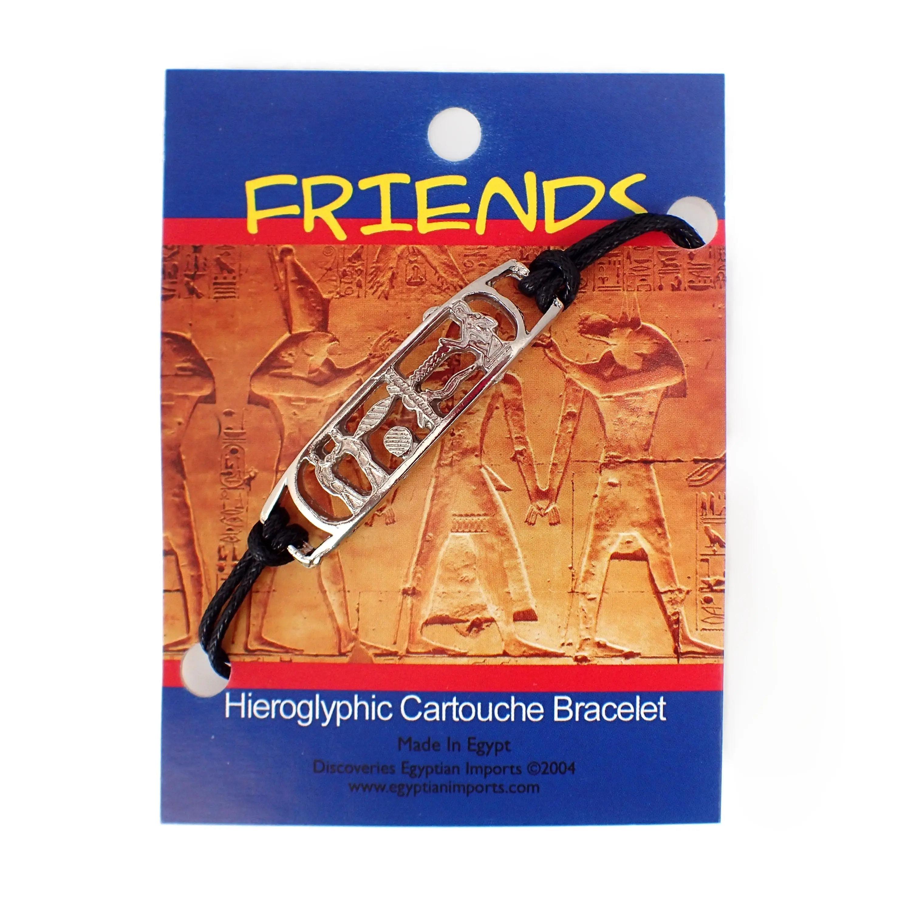 Egyptian Cartouche Friendship Bracelet with Faux Leather