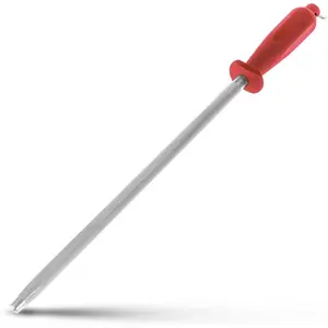 10 Inch Sharpening Steel, Professional Carbon Steel  Sharpener, Fresh Red