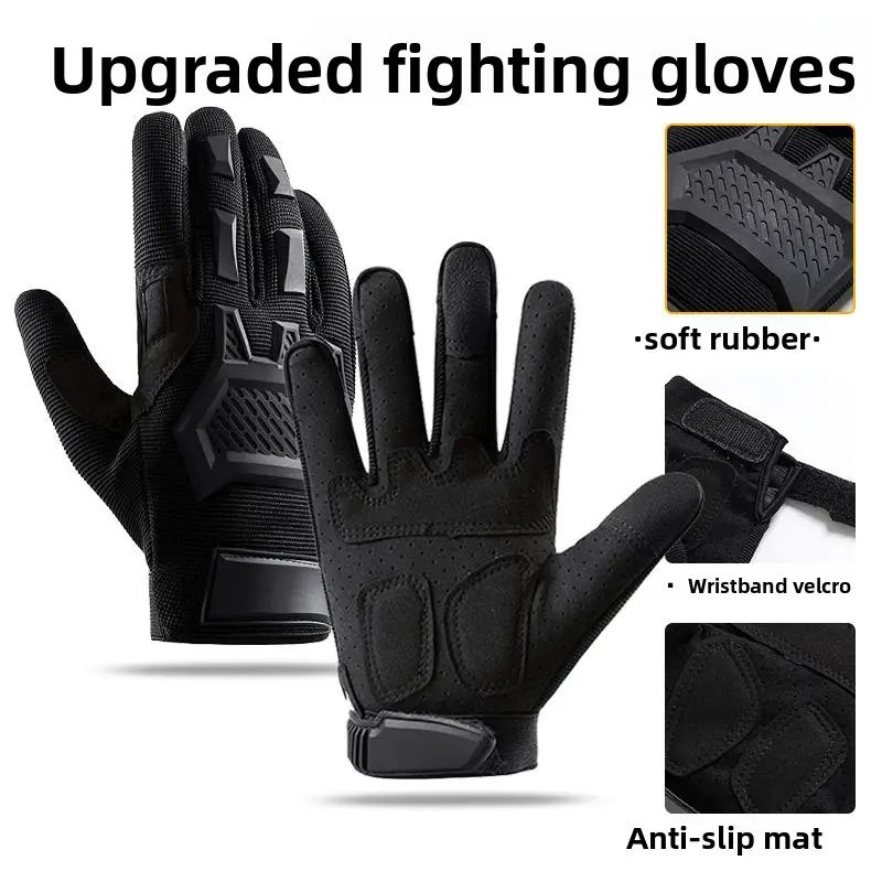 Men's Tactical Sports Gloves for Adult Males, Full-Finger with Eagle Seal Knuckle, Non-Slip Touchscreen, Motorcycle Riding Use, Sizes M-L-XL, About 112 Grams