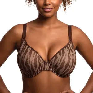 HSIA Zebra Wild Print and Solid Plus Size Bra Soft Sheer Mesh Comfortable Underwire Support No Padding Full Coverage Minimizer Bra Sexy Transparent Breathable Everyday Bra For Full Bust Convertible Multiway Bras