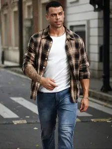 Men's Casual Plaid Long Sleeve Shirt, Spring/autumn Wear, Outdoor Clothing, Stylish and Comfortable, Perfect for Daily Use