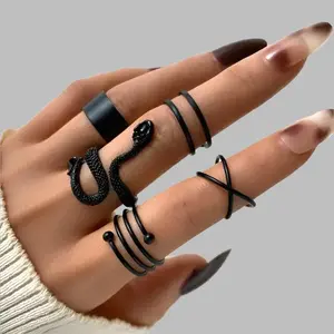 A Timeless Symbol of Romance & Elegance - Wear Your Love Boldly with the Heart Black Rings Set