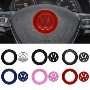 1Pcs 3D ABS Car Styling Steering Wheel Emblem Badge Logo Sticker Decal Decoration Automotive Accessories for Volkswagen VW R GTI Golf Passat Polo CC Jetta Tiguan Arteon Touareg Caddy