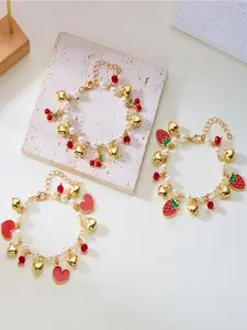 Cute Cherry & Faux Pearl Decorated Bracelet, Fashionable Jewelry for Women & Girls, Trendy All-match & Exquisite Jewelry for Birthday Gift