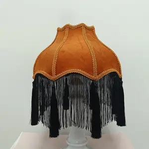 Elegant Velvet Fringe Lampshade Fabric Hanging Drapery, Romantic High-End Decorative Accessories, Interior Decoration Accessories (lampshade Only)