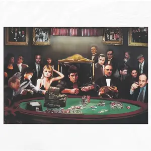 1pc Frameless Legendary Scarface & Godfather Canvas Wall Art - 12x18 Inch Durable Movie Poster Theme Decor for Living Room, Home Theater, for Man Cave, Game Room - Classic Film Enthusiasts, Room Decor Wall Art Painting Artistic