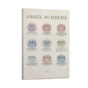 All Angel Number Poster, Decorative Painting, Bathroom And Living Room Canvas Wall Art, Numerology Home Decor. Poster Canvas Wall Art For Bedroom Decor Bar Office Room Decor Gift