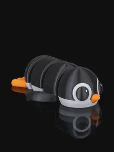 3D Printed Articulated Penguin Set of 5 | Flexi Penguin Fidget Toy | Poseable Desk Buddy | Party Favors Bulk | Kids Gifts | Black Orange