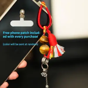 tiger energy bless you with courage continuous success Handmade Tibetan-Inspired Prosperity Phone & Bag lucky Charm jew lery accessories Keychains with Free Phone Patch Included Perfect for Warm Holiday Gifts Tibetan Design Enhances Accessories