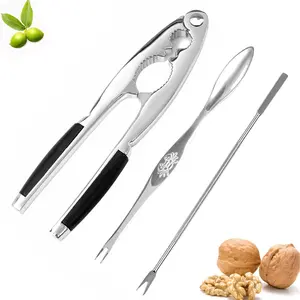1 count Nut Crackers Heavy Duty Walnut Cracker with Non-Slip Handle Nut Crackers Tools with 2 count Forks Nutcracker Pecan Walnut Plier Clip Tool