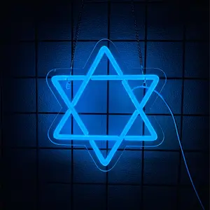 Star of David Neon Sign, Attivolife Hanukkah Decorations Jewish Star Shape Neon Light, LED Wall Decor for Home Office, Housewarming Birthday Gifts for Jews Judaism Women