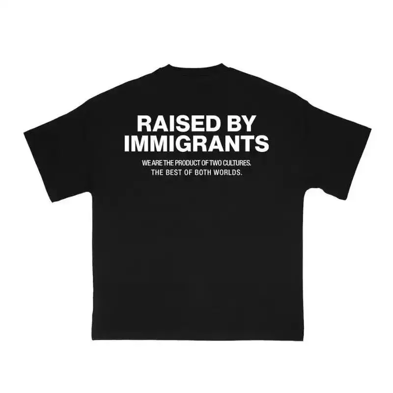 [100% Cotton] Raised By Immigrants Graphic Tee |     Dual Culture Empowerment Shirt |     Social Justice Apparel for Men & Women |     Immigration Support Gift for Activists