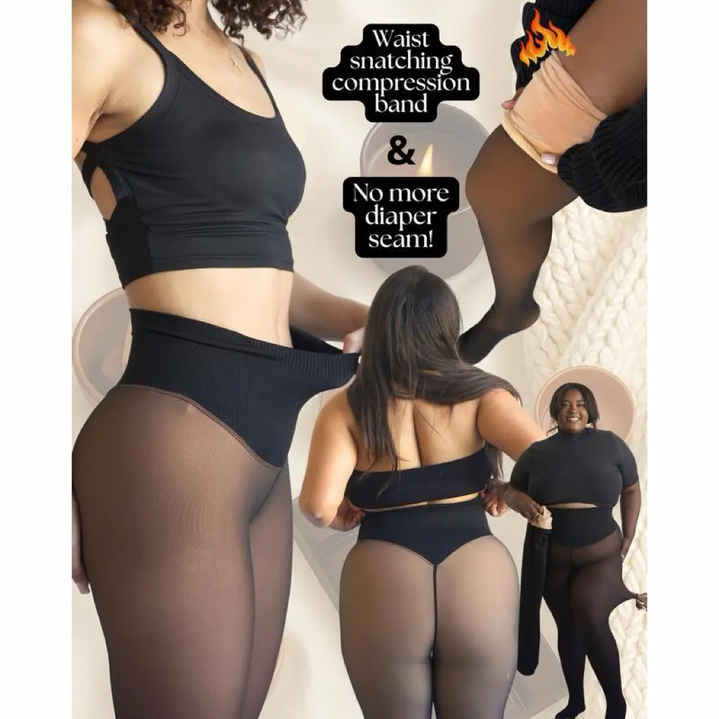NEW COMPRESSION BAND & ONE SEAM OPTION! THE ORIGINAL MAGIC FLEECE LINED LEGGINGS - XXS TO 3XL - 4 SHADES - CLOSED FOOT - Fleece Tights Available in Plus Size and Light to Brown Fur