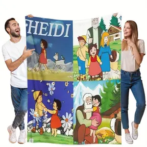 1pc Retro Anime Heidi Theme Comfortable Print Flannel Blanket - Suitable for All Seasons, Suitable for Sofa Bed Office and Travel 50*40 tiktokshopspringglowup