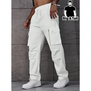 Men's White Cargo Pants | Y2K Streetwear Utility Wide Leg Trousers