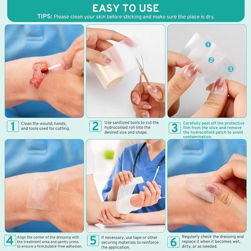 A)Hydrocolloid Roll for Wound Care-Cut-to-Size, Extra Large hydrocolloid  Patch Bandages with Self-Adhesive, Ultra Absorbent, Flexible & Waterproof,  First Aid Kit Essential Healthcare acne pimple patch bandaids - TikTok Shop