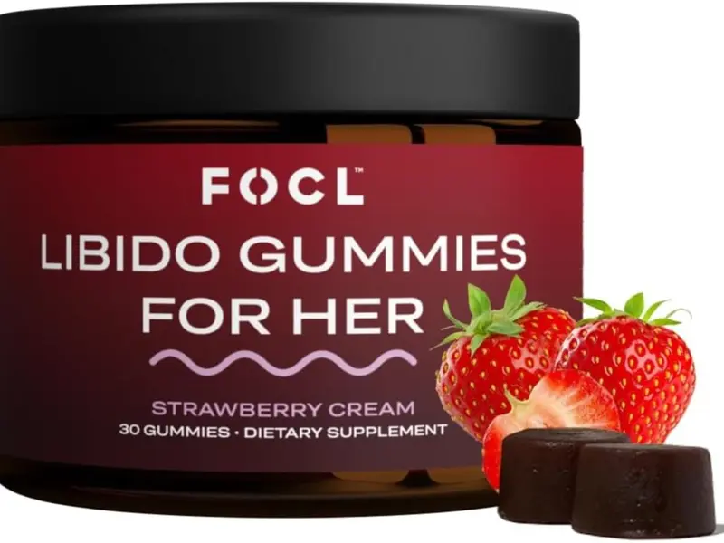 FOCL Female Libido Booster for Women - Boost Desire, Arousal, Energy, Helps Promote Hormone Balance - Horny Goat Weed, Fenugreek & Green Tea (30 Gummies Strawberry Cream)