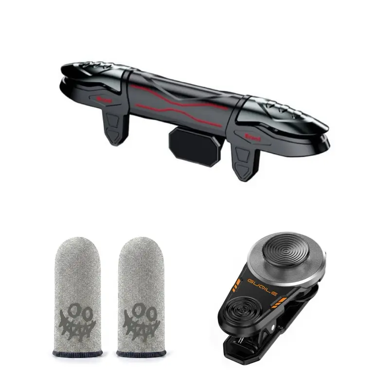 Mobile Gaming Triggers, 4-Finger Integrated Controller with Mechanical Tactile Clicking, Auto High-Sensitivity Capacitive Mapping Gaming Grip for iPhone & Android PUBG/Call of Duty/Valorant
