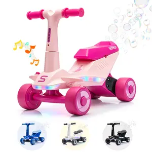 Bobike 6V Electric Baby Balance Bike - 2-in-1 Toddler Ride-On Toy with Bubble Machine, Sliding Function, Music, Lights, Vibration Sound, Indoor/Outdoor Use for 1-3 Year Olds, Ideal Holiday Gift