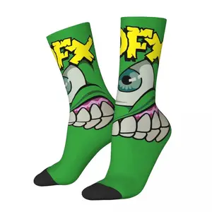 Green Monster Cartoon Socks (36-44Eu) – Fun and Bold Graffiti - Style Design - Unisex