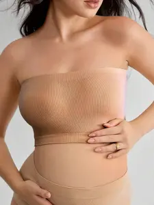 Pregnant Women's Solid Ribbed Seamless Camisole Casual Underwear Without Padding