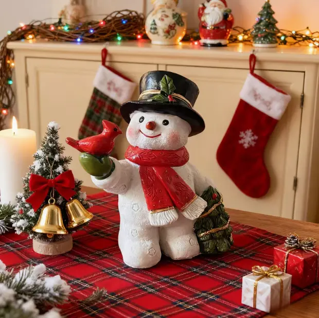 Resin Christmas Snowman Statue - Home &  , Suitable for Indoor Living Room Desktop, Outdoor Courtyard, Balcony Use, Perfect for Thanksgiving, Christmas, New Year Celebrations garden decor supply funny decoration sculpture