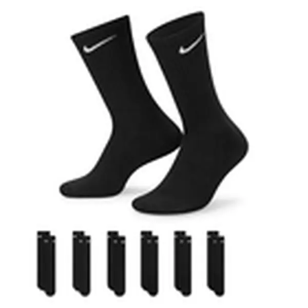 Nike Everyday Cushioned Training Crew Socks 6PK Sm SX7666-010 Black WMN 4-6