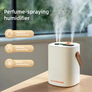 2026 New Rechargeable Portable Top-Fill Humidifier, 3-Hole Spray, Essential Oil Compatible, Smart Bedroom Humidifier with Running Lights, 2L Cool Mist Humidifier for Office, Home, Plants and Babies, Quiet Operation, Auto Shut-Off