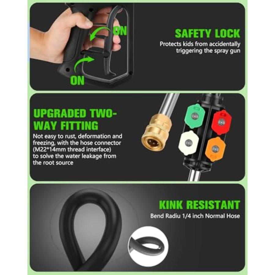 Electric Pressure Washer 2.8 GPM High Power Washer Adjustable Pressure 2500PSI-5000PSI with 33FT Extension Hose Reel 4 Nozzles