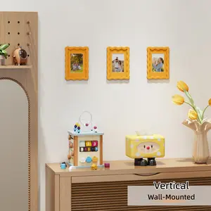 4x6 Picture Frame with Mat, Wavy Edge Wooden Photo Frame for Tabletop & Wall Hang, Clear Plexiglass Cover, Modern Design, 1-Pack（not include photo）