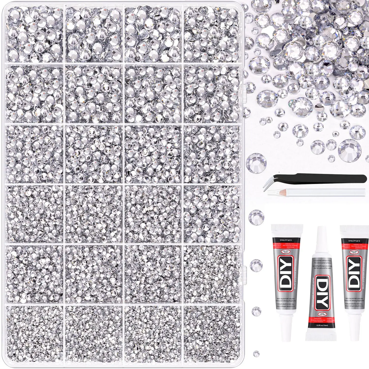 Shiny Resin Jelly Rhinestones, 3mm Multicolor Flat Back Rainbow Gems, Includes Glue and Tweezers, DIY Crafts, Nail Art, Nail Art Decoration, Mother's Day Gift, nail charms, Nail Art Set