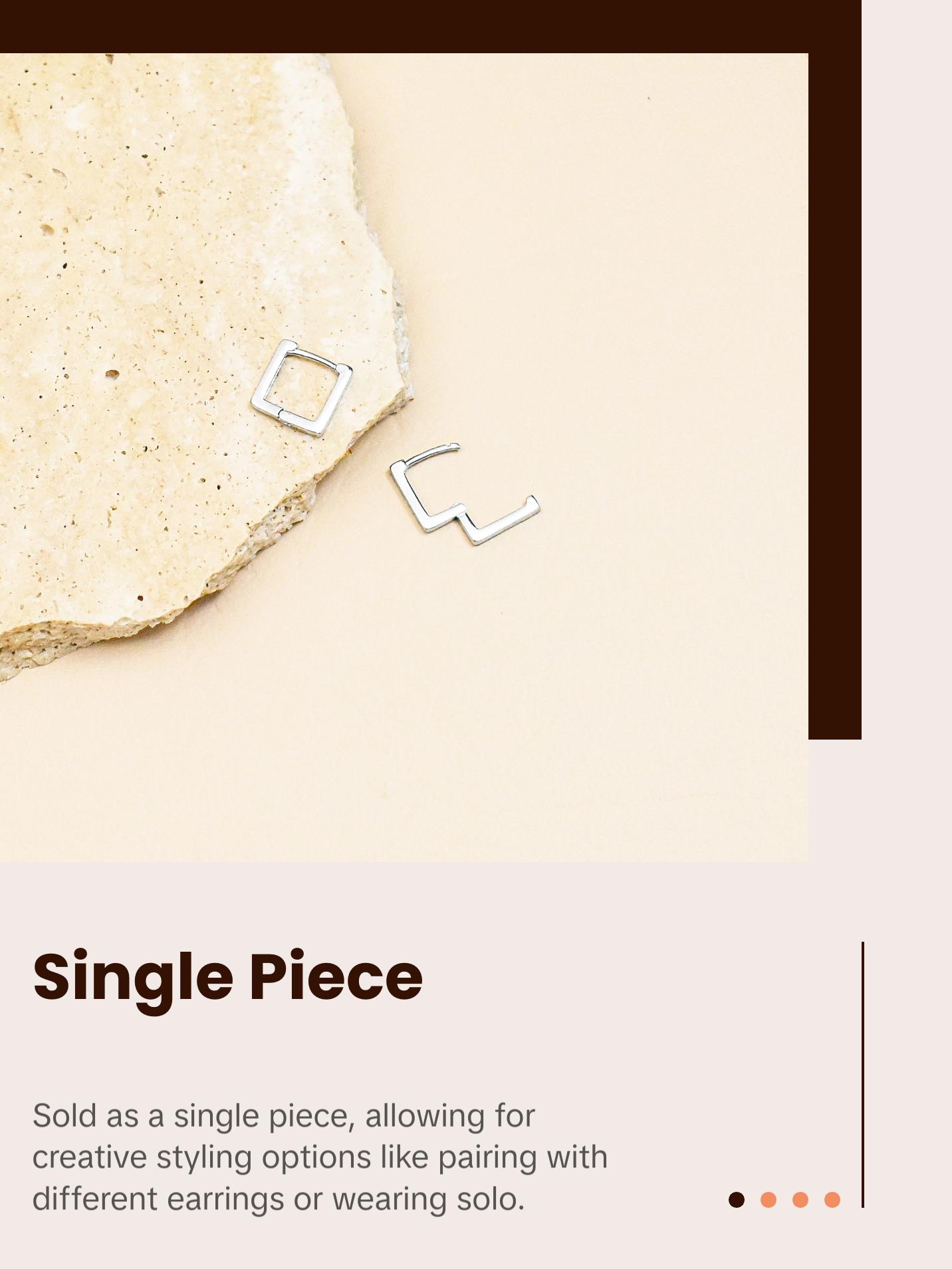 Tiny square Hoop Earrings S925