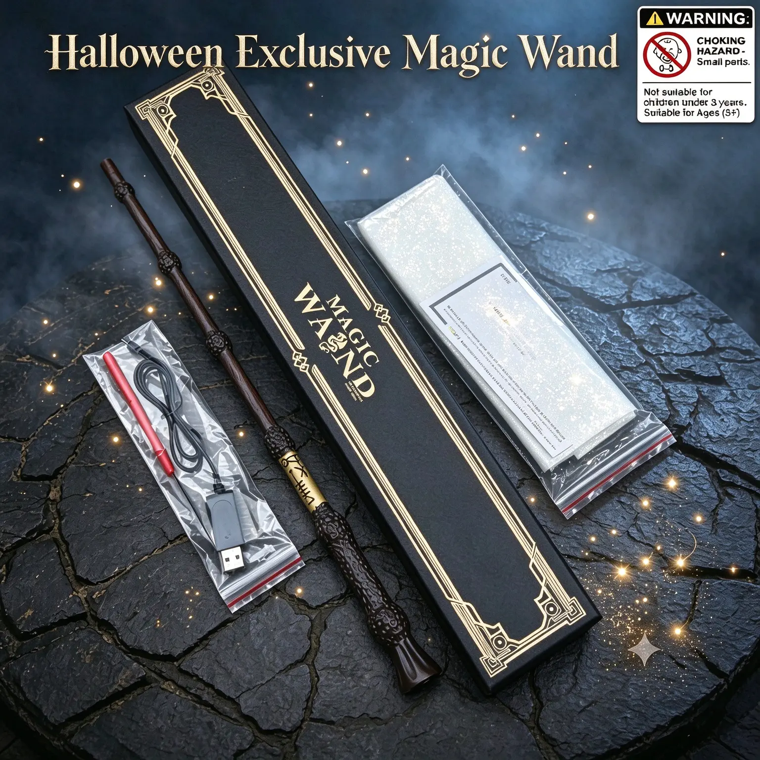 Halloween Exclusive Magic Wand, Vintage Fantasy Wizard Wand Cosplay Prop, Handheld Costume Accessory for Halloween Party, Role Play, Spooky Themed Gathering & Holiday Decoration