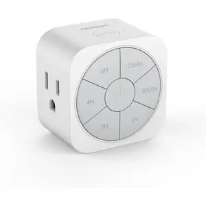 1 Pack Timer Outlet Indoor, Countdown Timers for Electrical Outlets Up to 6H for Lights, Iron, Fan, Electric Bike, Auto Shut Off Switch for Home Kitchen Bedroom, 1875W