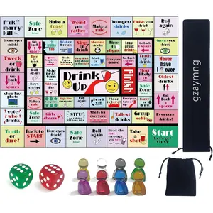 Drinking Board Games for Adults, Leather Mat Drinking Board Game, Hilarious Party Games for Bachelorette, Tailgate Night (2-8 Players, Age 21+) (Multicolor)