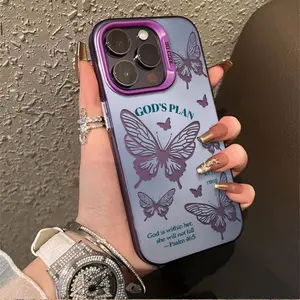 God is within her Pattern Phone Case with Butterfly Design Cool And Eye-Catching Metallic Shiny Texture Skin-friendly hand feeling shockproof and drop-resistantfor iPhone 17 16 15 14 13 12 11 anti drop phone protective case